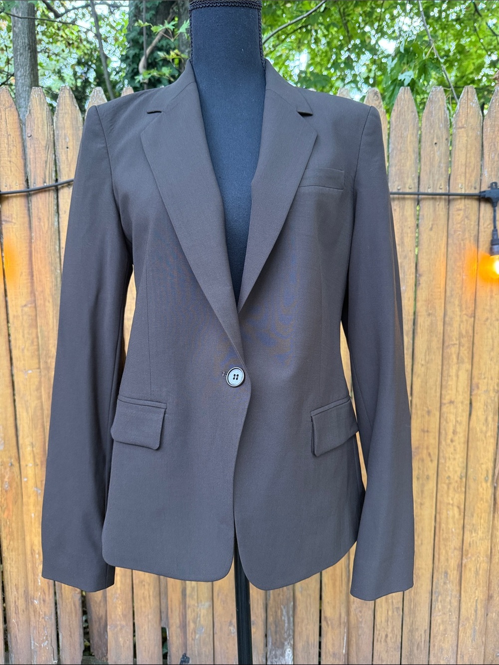 Theory Brown Single-Button Tailored Blazer